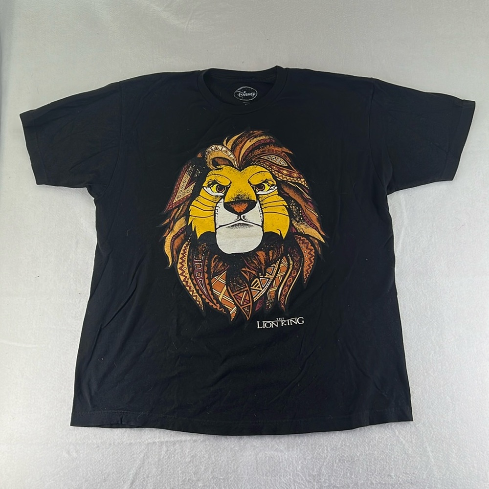 Disney Short Sleeve Shirt Lion King Simba Graphic Tee Black Mens XL